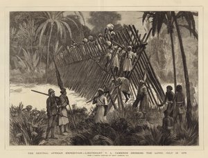 La spedizione in Africa centrale, il tenente V L Cameron attraversa il Lovoi, 15 luglio 1875